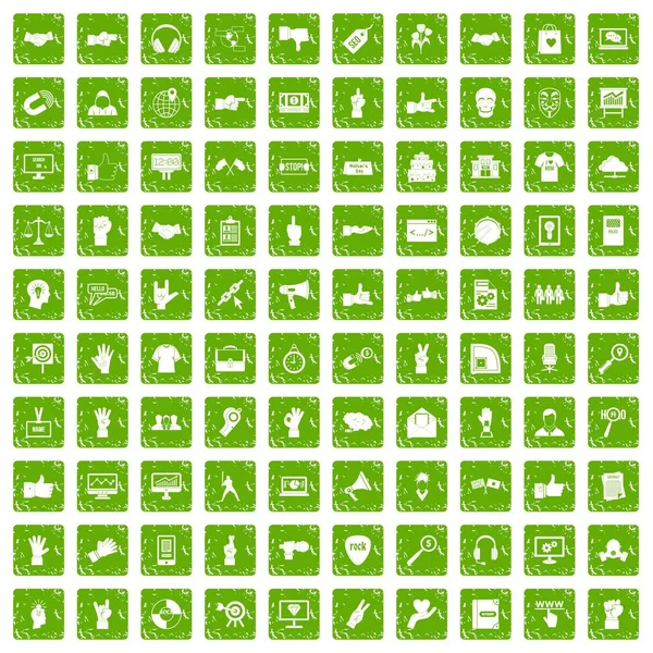 100 farklı hareketleri simgeler grunge yeşil ayarla