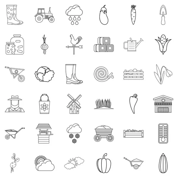 Farming icons set, outline style — Stock Vector