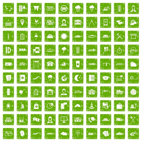 100 dağıtıcı simgeler grunge yeşil ayarla