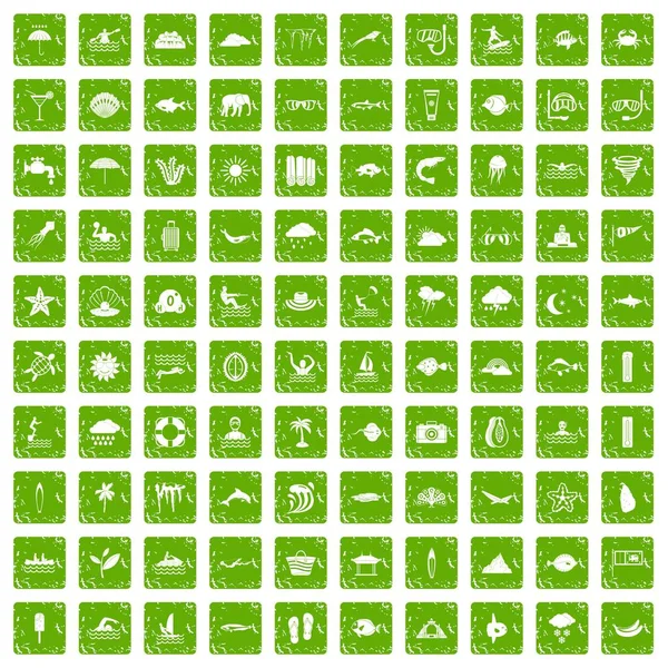 100 dalış simgeler grunge yeşil ayarla