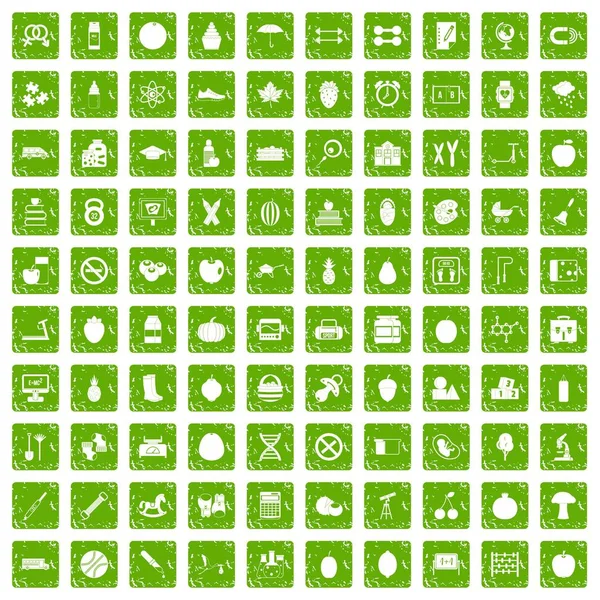 100 elma simgeler grunge yeşil ayarla