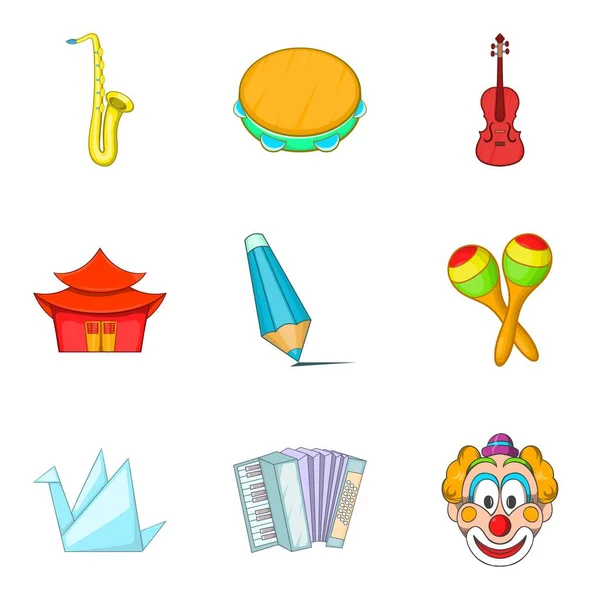 Conjunto de ícones de gosto musical, estilo cartoon — Vetor de Stock