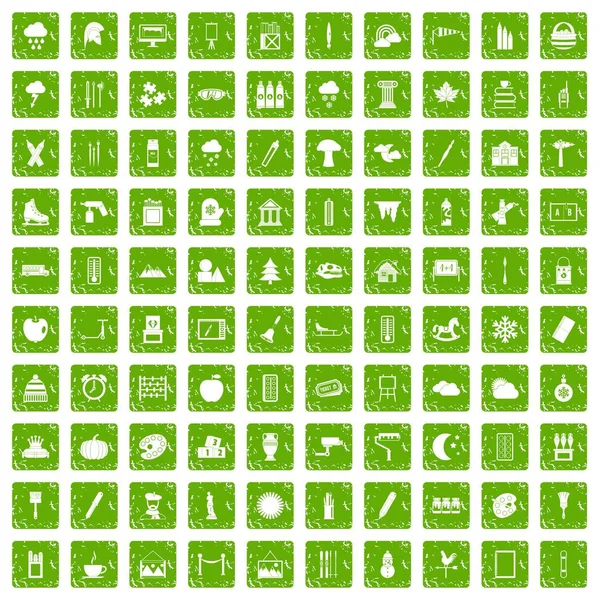 100 simgeleri çizim grunge yeşil ayarla