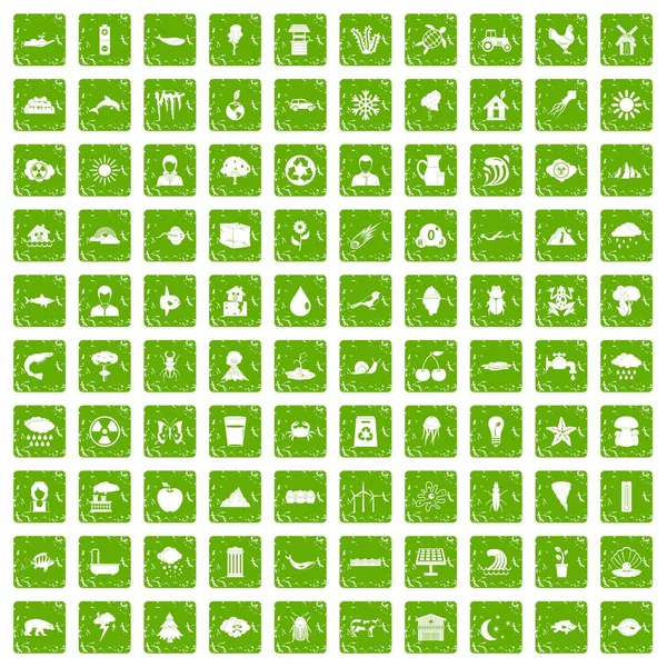 100 dünya simgeleri grunge yeşil ayarla