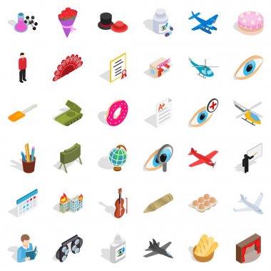 Misyon Icons set, izometrik stili