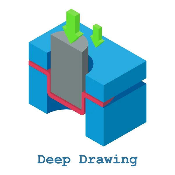 Mély rajz fémmegmunkálás ikon, izometrikus 3D-s stílus — Stock Vector