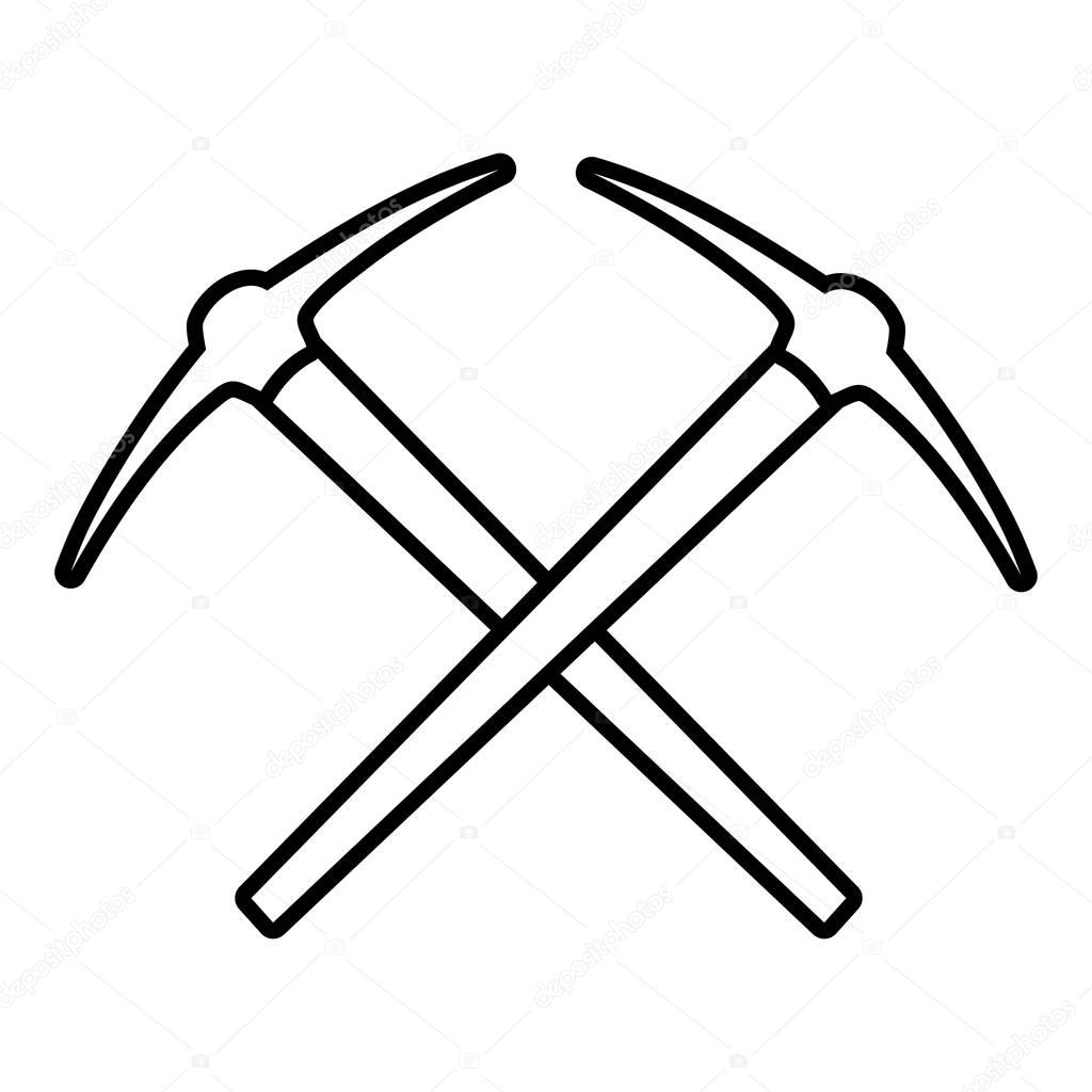 Mining pickaxe icon , outline style
