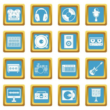 Kayıt stüdyosu öğeleri simgeler gök mavisi