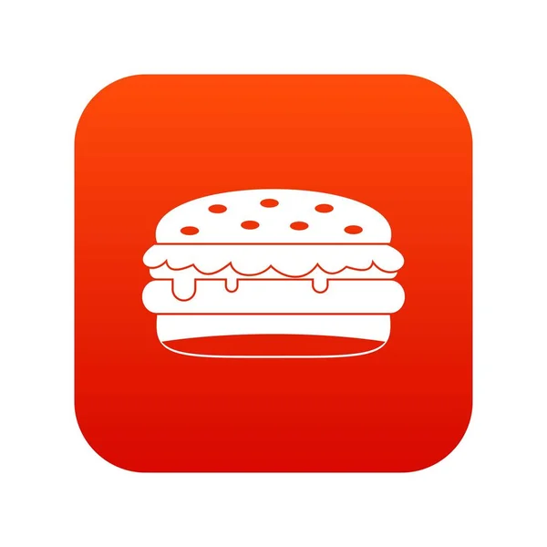 Ícone de hambúrguer vermelho digital —  Vetores de Stock