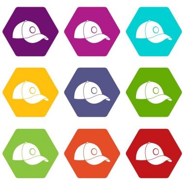 Renk altı yüzlü şapkası Icon set