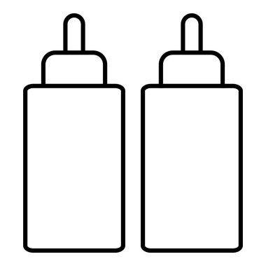 Ketçap hardal sıkmak şişe simgesi, anahat çizgi stili