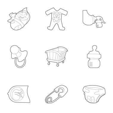 Doğum Icons set, anahat stili