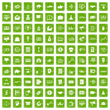 Yeşil grunge 100 e-ticaret Icons set