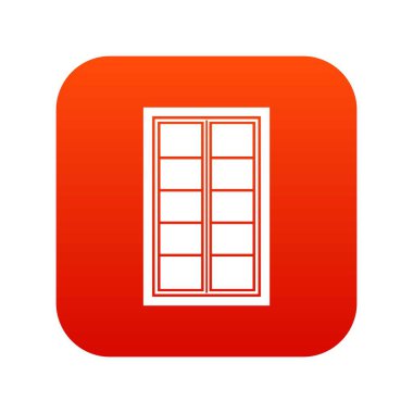Ahşap kafesli pencere simge dijital kırmızı
