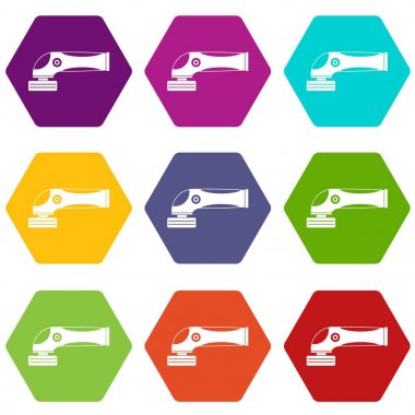Renk altı yüzlü taşlama makinesi Icon set