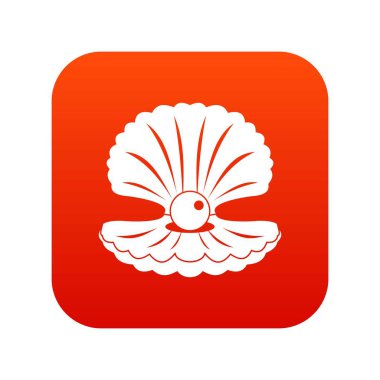 İnci kabuk simge dijital kırmızı