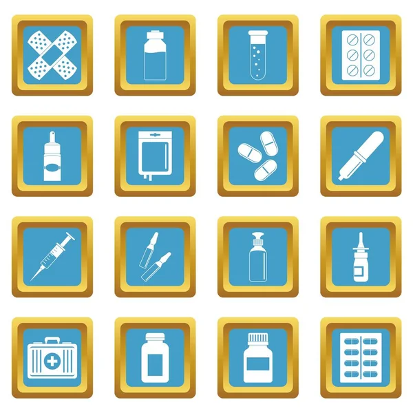 Farklı ilaçlar simgeler gök mavisi