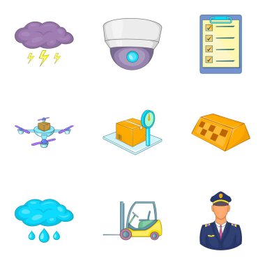 Havaalanı Icons set, karikatür tarzı