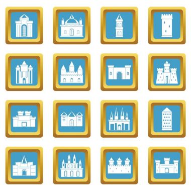 Kuleleri ve kaleler simgeler gök mavisi