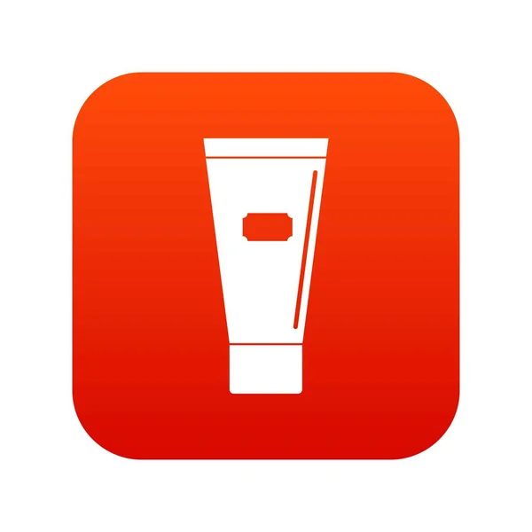 Tubo cosmético de crema o gel icono digital rojo — Vector de stock