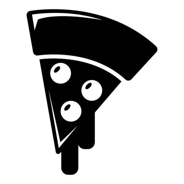 Ikona Pizza, prostym stylu czarny — Wektor stockowy