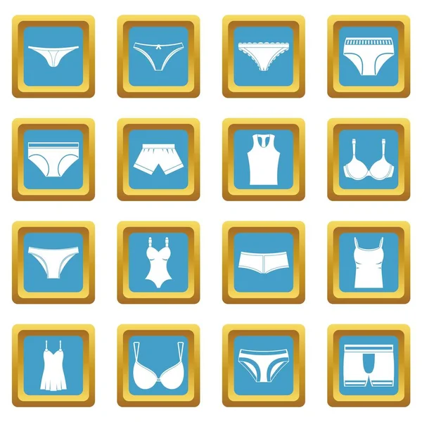 İç çamaşırı öğeleri simgeler gök mavisi