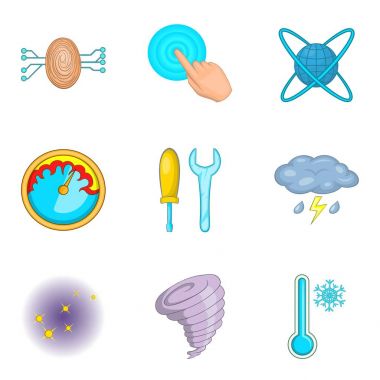 Icons set, karikatür tarzı cruise