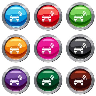 Araba wifi işareti ile 9 koleksiyonu ayarla