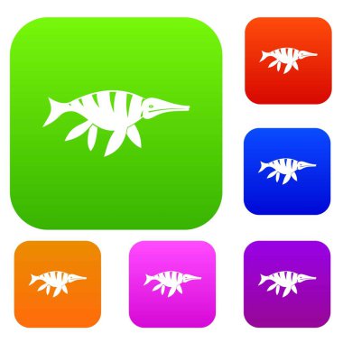 Suda yaşayan dinozor renk koleksiyonu ayarla