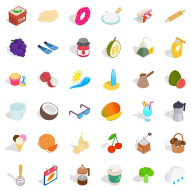 Pasta simgeleri ayarlandı, izometrik biçim