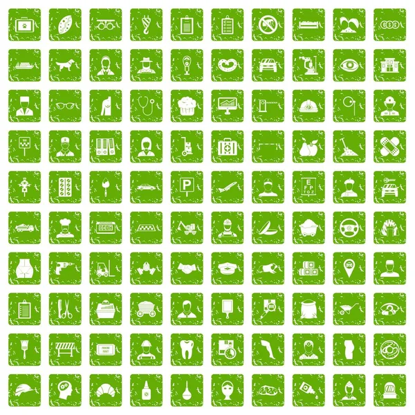 100 favori iş simgeleri grunge yeşil ayarla