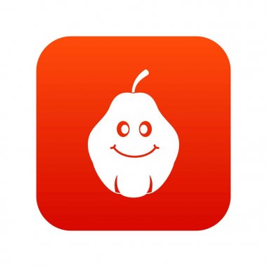 Gülümseyen Ayva meyve simgesi dijital kırmızı