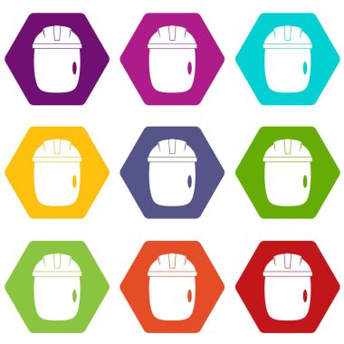 Renk altı yüzlü cam kaynak maskesi Icon set