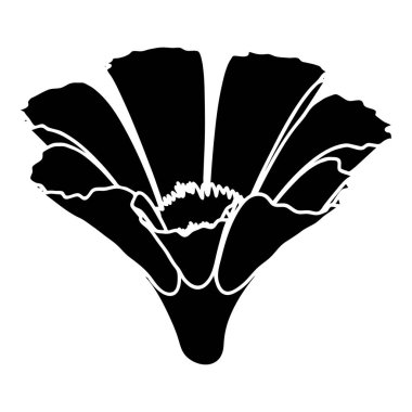 Güzellik çiçek simgesi, basit siyah stil