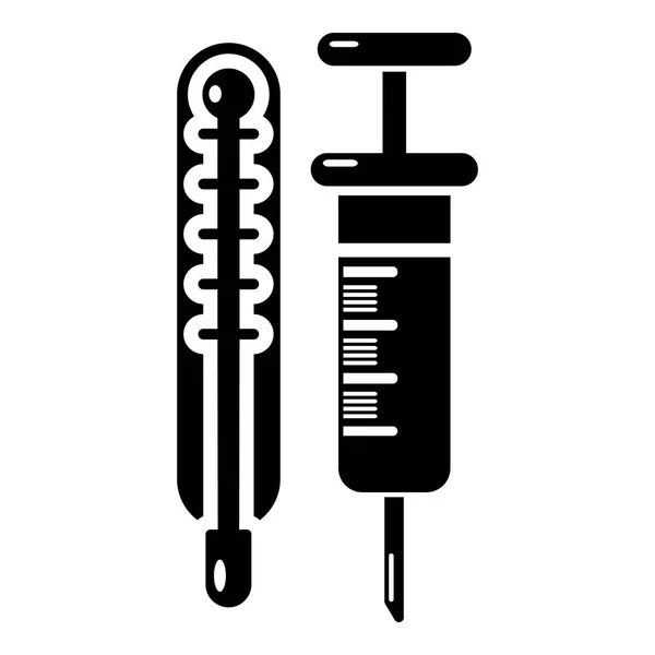 Thermometerspritze Symbol, einfacher Stil — Stockvektor
