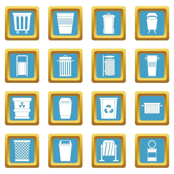 Conteneur à ordures icônes azur — Image vectorielle