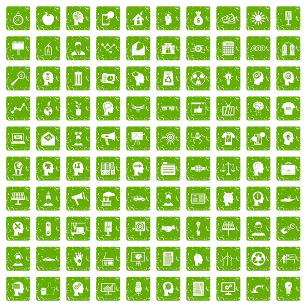 100 fikir simgeler grunge yeşil ayarla