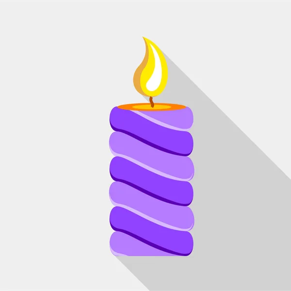 Icona di candela viola, stile piatto — Vettoriale Stock