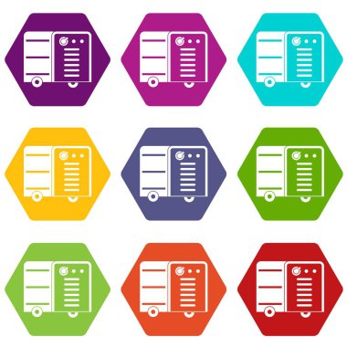 Renk altı yüzlü inverter kaynak makinesi Icon set