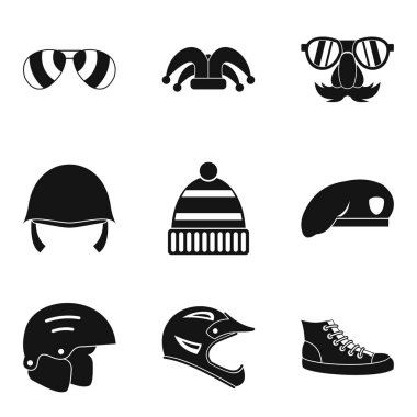 Koruma şapka simge seti, basit tarzı