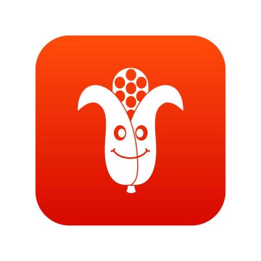 Taze gülümseyen mısır koçanı simgesi dijital kırmızı