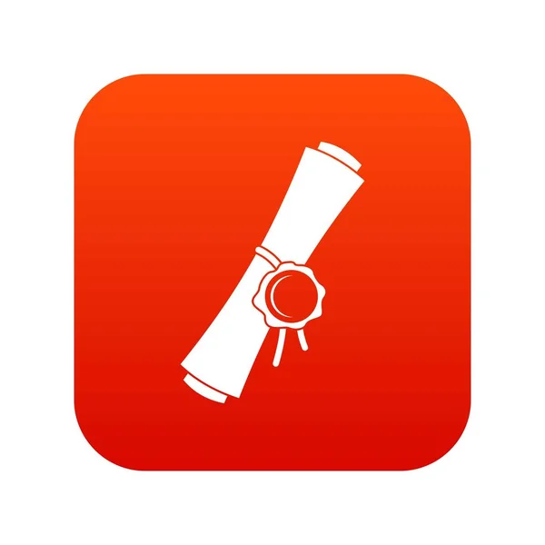 Altes gerolltes Papier mit rotem Wachssiegel-Symbol digital rot — Stockvektor