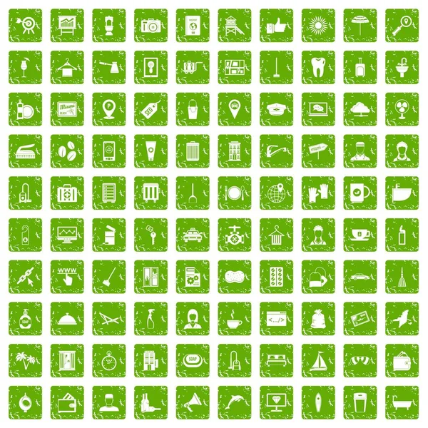 100 otel hizmetleri simgeler grunge yeşil ayarla