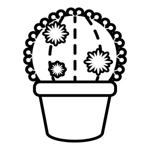 Round cactus icon, outline line style — Stock Vector