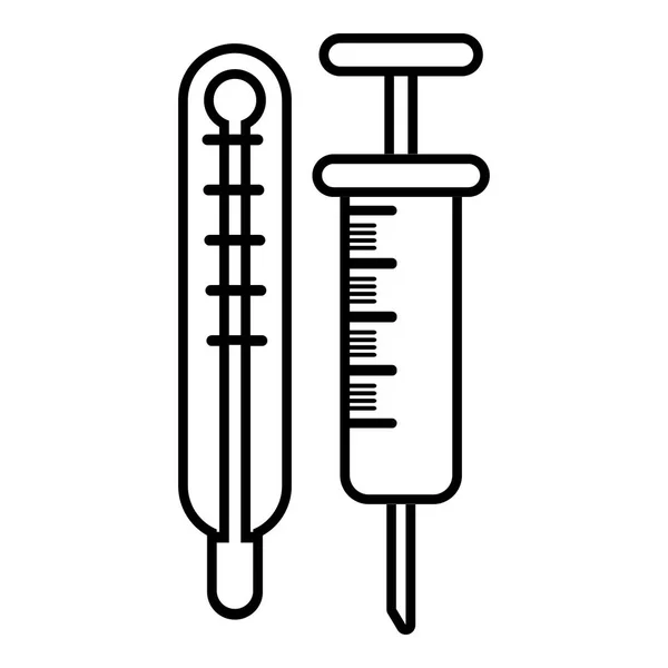 Icona siringa termometro, stile contorno — Vettoriale Stock