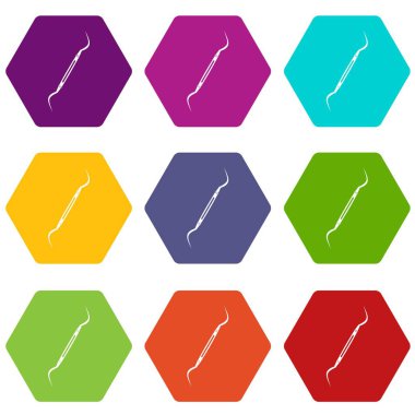Diş enstrüman, renk altı yüzlü sonda Icon set