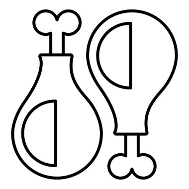 Tavuk bacağı simgesi, anahat çizgi stili