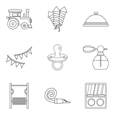 Çocuk Icons set, anahat stili için hediye