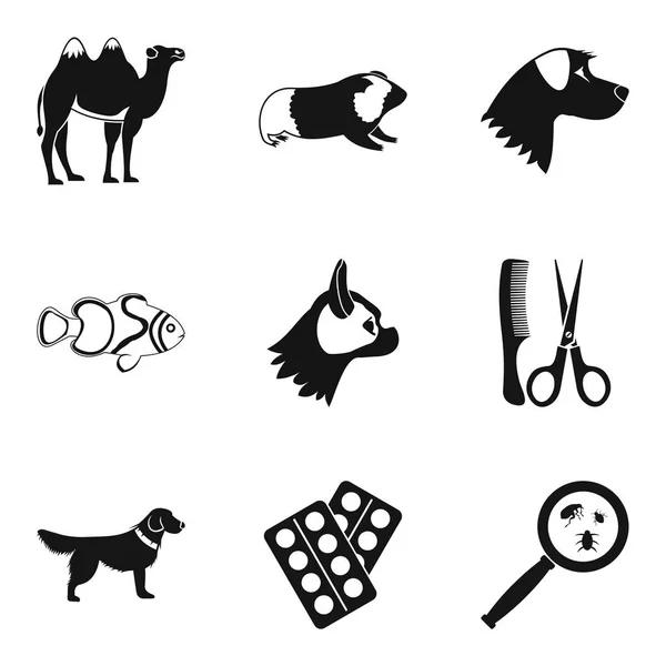 Набір іконок для ветеринарної допомоги, простий стиль — стоковий вектор