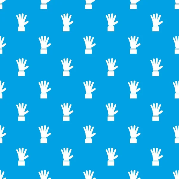 Hand showing five fingers pattern seamless blue — Stock Vector